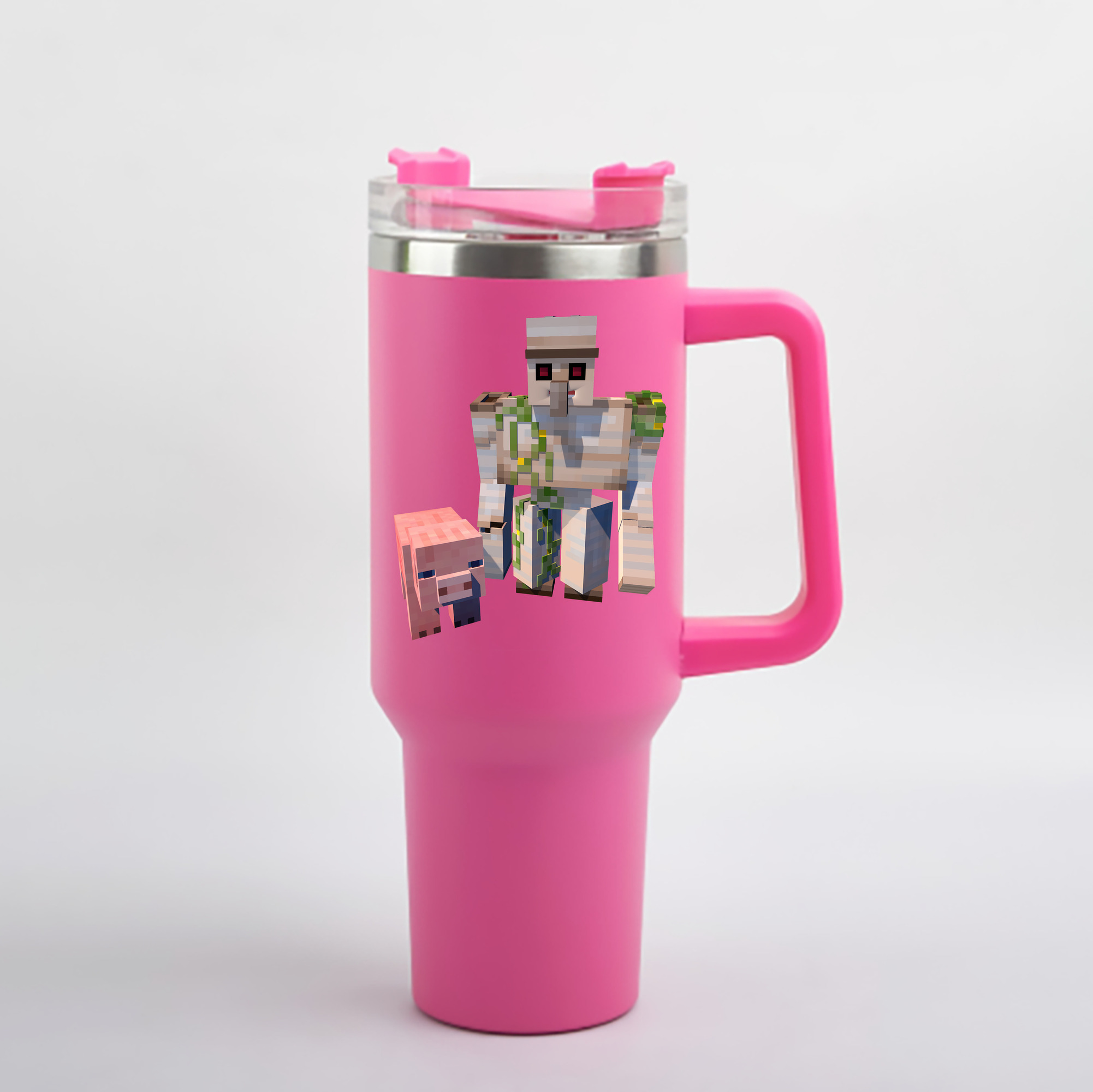 （画像用） マインクラフト ブロックの世界 Minecraft MC Block world 1200mL車用タンブラー - クリスタルステッカー（プラスチックストロー付き）
